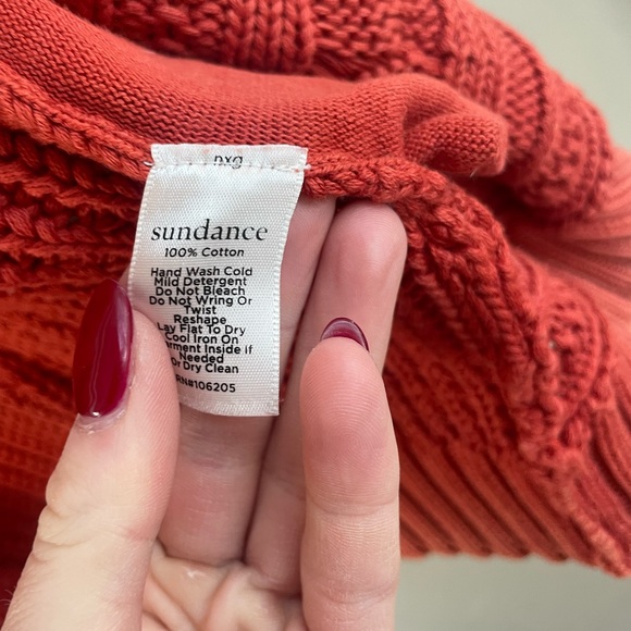 SUNDANCE Taylor Cardigan Chunky Muxed Cable Knit Rust Terracotta - Picture 5 of 5